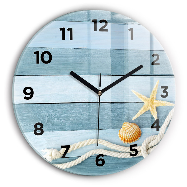 Reloj de pared redondo Rayas y conchas marinas