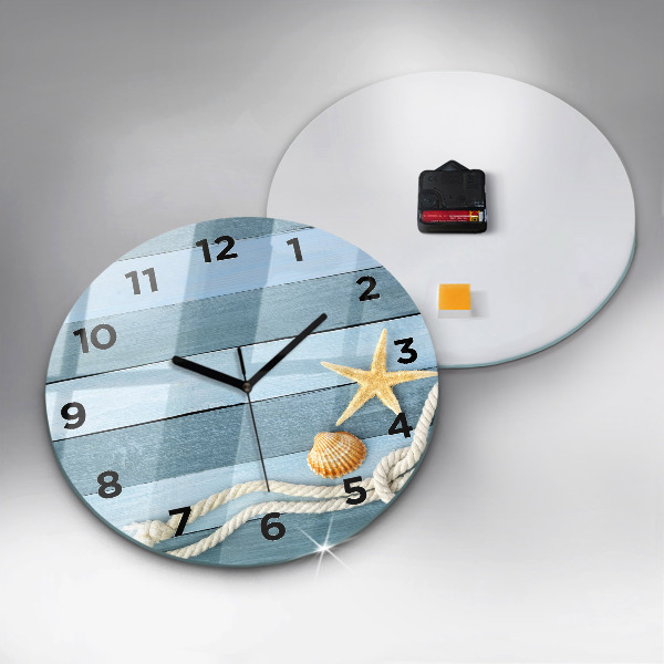 Reloj de pared redondo Rayas y conchas marinas