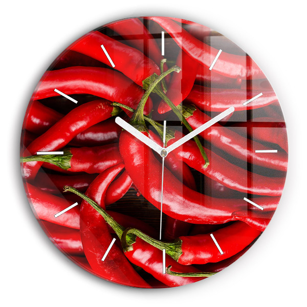 Reloj de cristal redondo Pimientos picantes