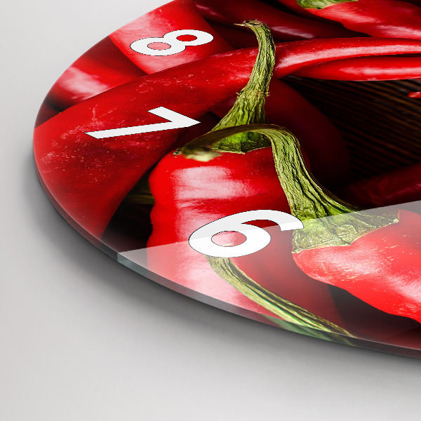 Reloj de cristal redondo Pimientos picantes