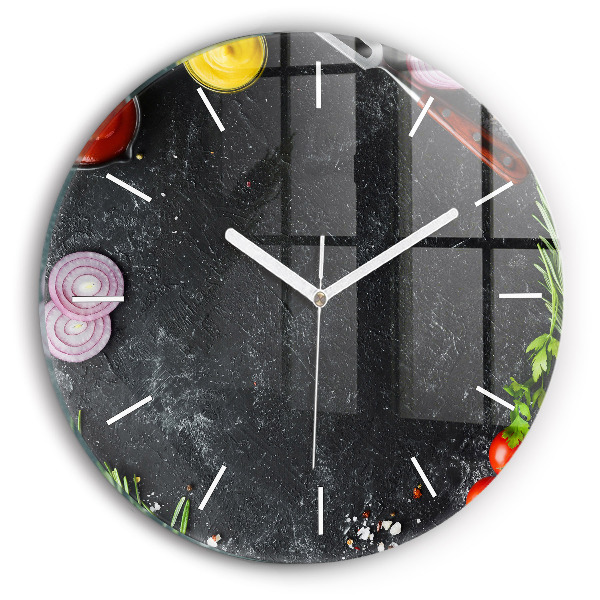 Reloj de pared redondo Verduras sobre una mesa