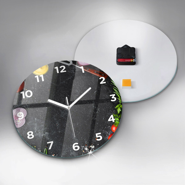 Reloj de pared redondo Verduras sobre una mesa