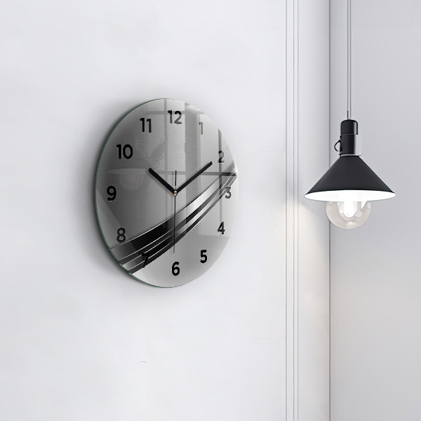 Reloj de pared redondo Líneas plateadas