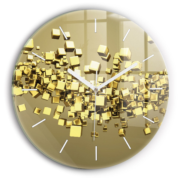 Reloj de pared redondo Cuadrados dorados