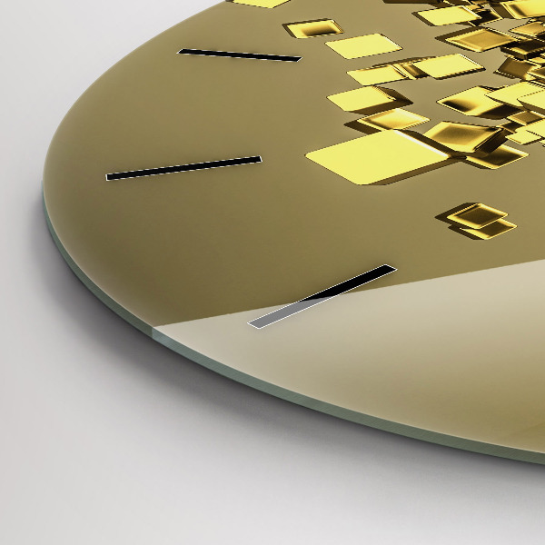 Reloj de pared redondo Cuadrados dorados