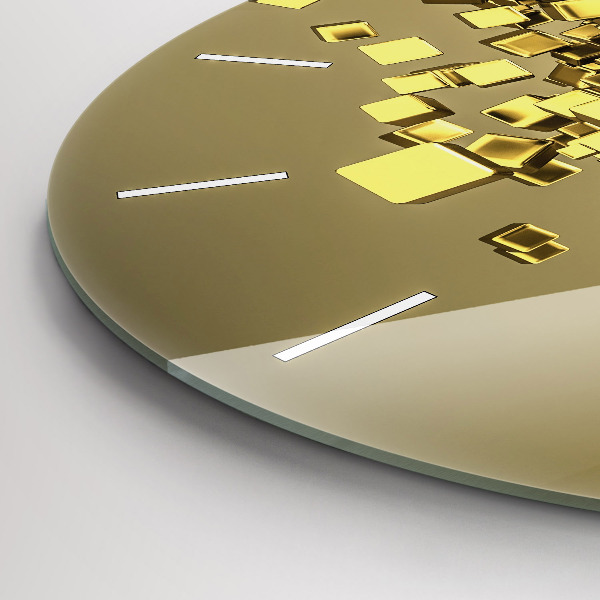 Reloj de pared redondo Cuadrados dorados