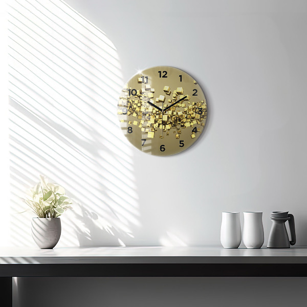 Reloj de pared redondo Cuadrados dorados