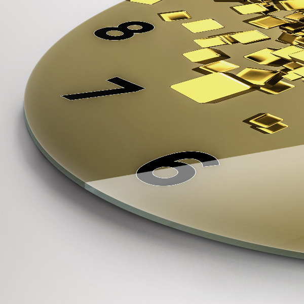 Reloj de pared redondo Cuadrados dorados