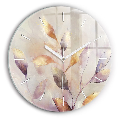 Reloj de cristal redondo Hojas abstractas boho