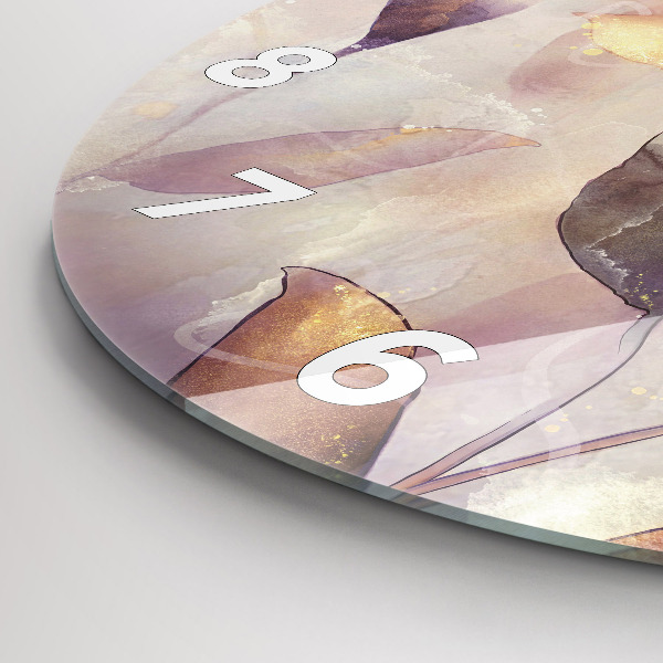 Reloj de cristal redondo Hojas abstractas boho
