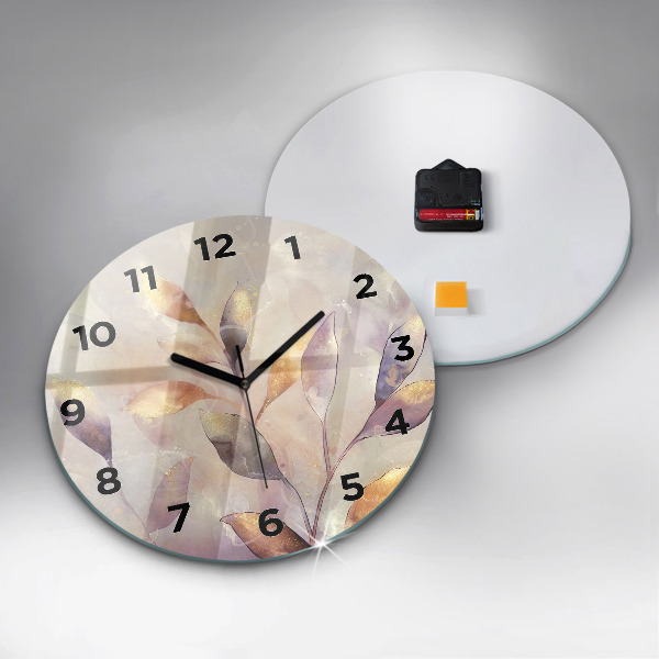 Reloj de cristal redondo Hojas abstractas boho