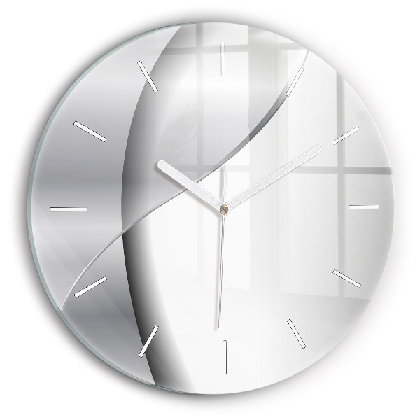 Reloj de cristal redondo Abstracción plateada