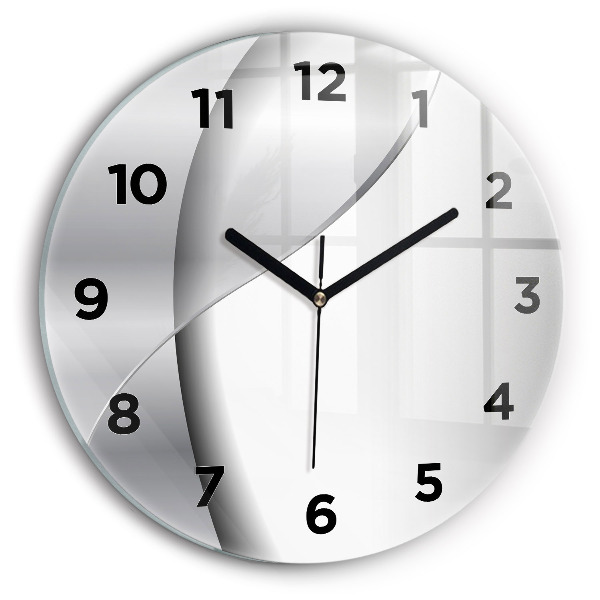 Reloj de cristal redondo Abstracción plateada