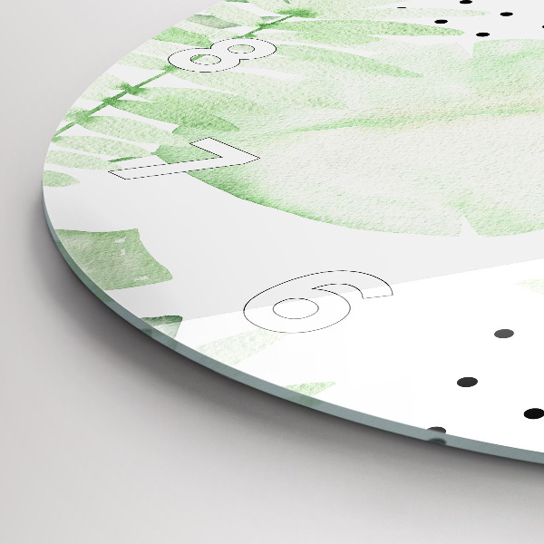 Reloj de cristal redondo Hojas verdes