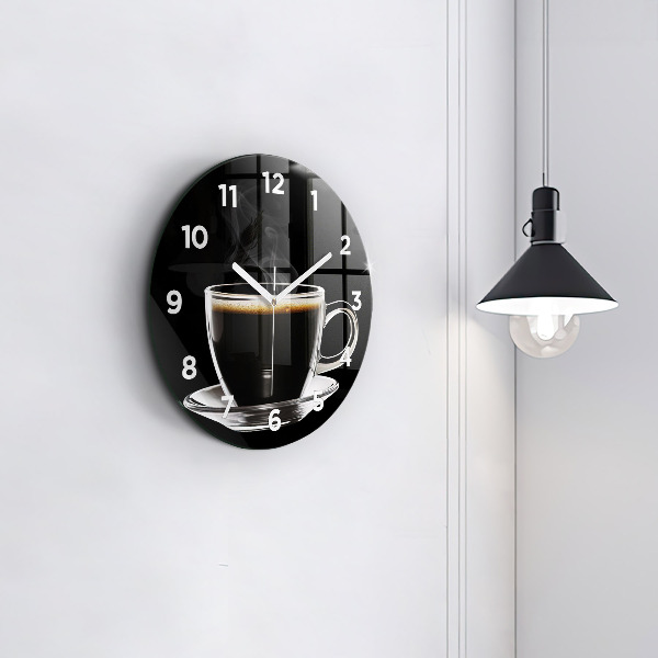 Reloj de cristal redondo Café negro