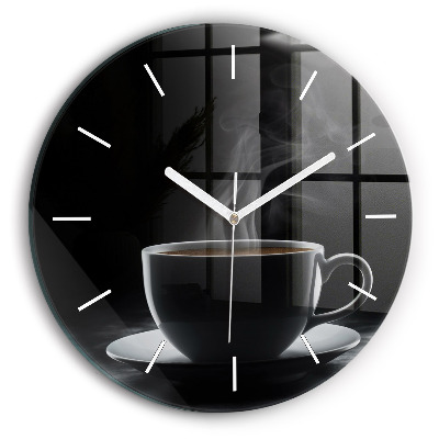 Reloj redondo pared Taza de café negro