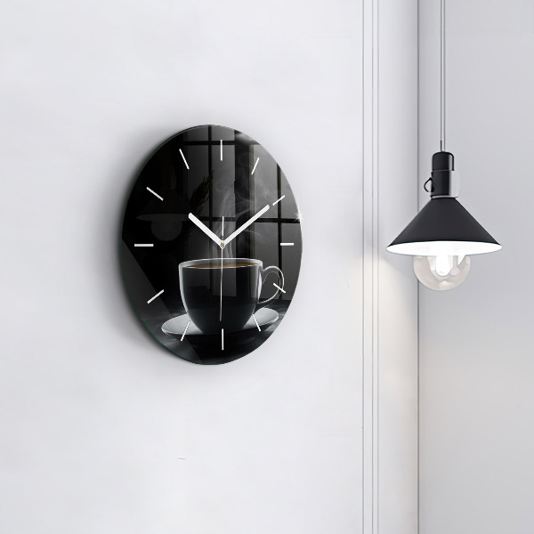 Reloj redondo pared Taza de café negro