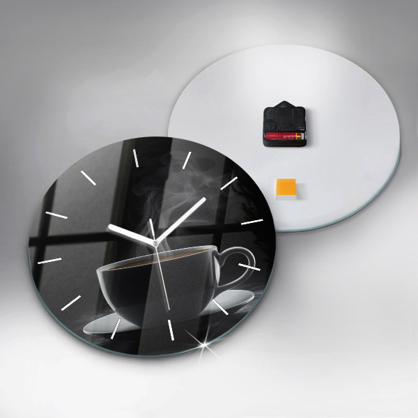 Reloj redondo pared Taza de café negro