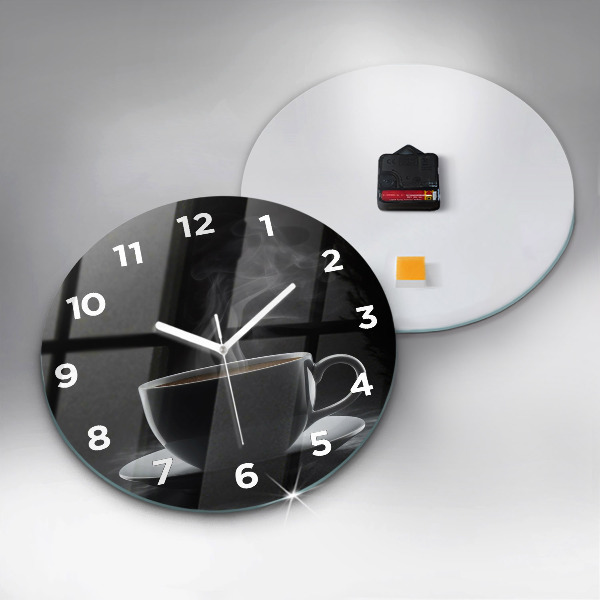 Reloj redondo pared Taza de café negro