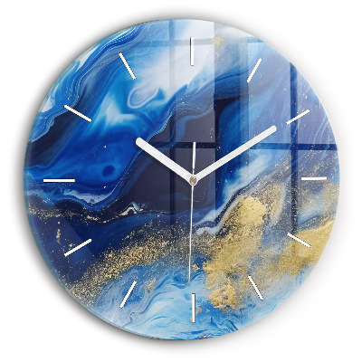 Reloj de cristal redondo Mármol azul