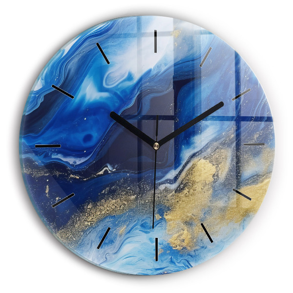 Reloj de cristal redondo Mármol azul