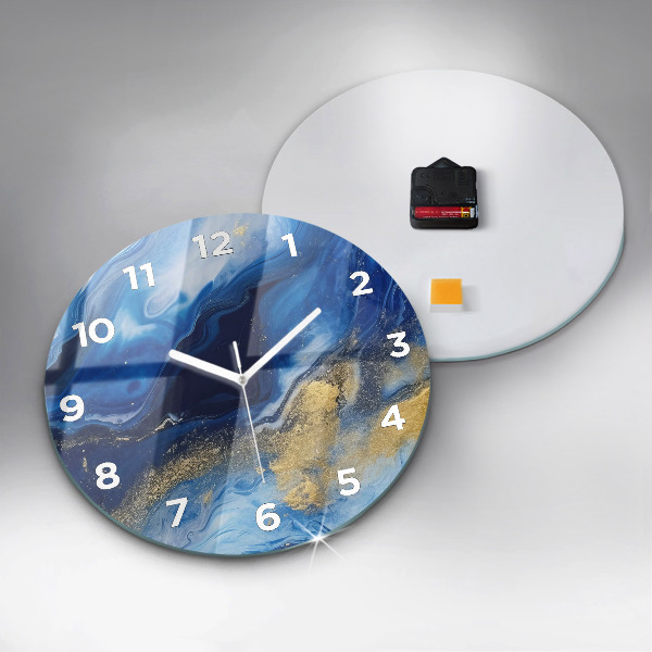 Reloj de cristal redondo Mármol azul