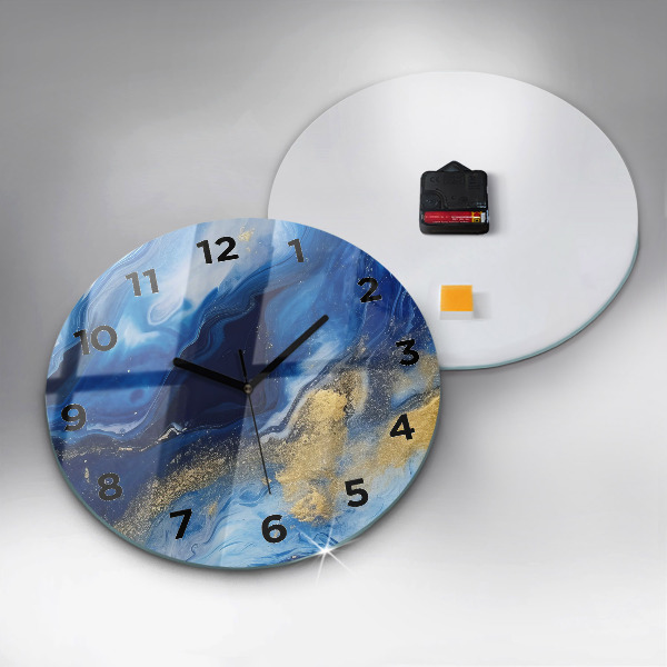 Reloj de cristal redondo Mármol azul