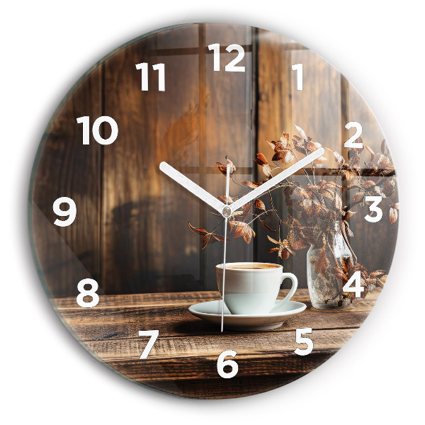 Reloj de cristal redondo Taza de café