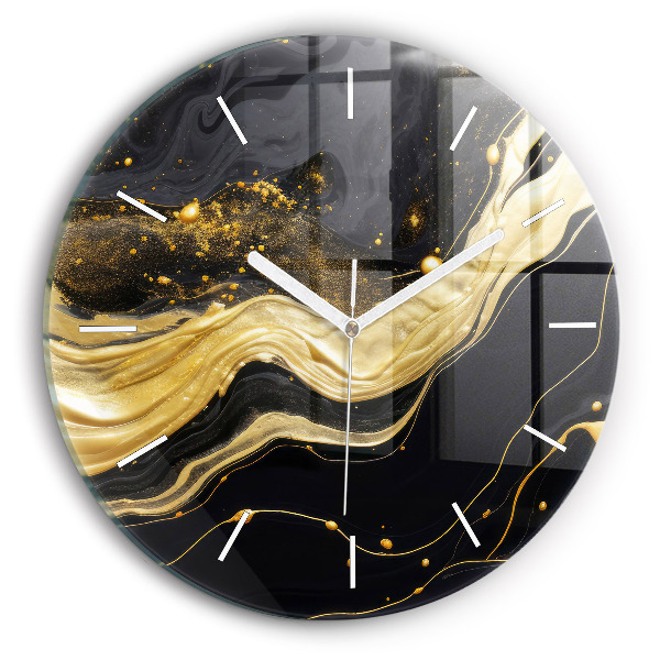 Reloj de cristal redondo Mármol dorado