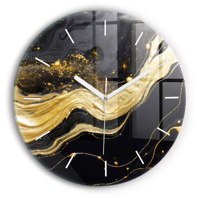 Reloj de cristal redondo Mármol dorado