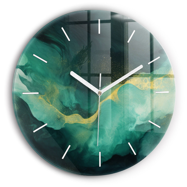 Reloj de cristal redondo Mármol verde