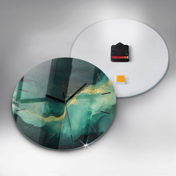 Reloj de cristal redondo Mármol verde