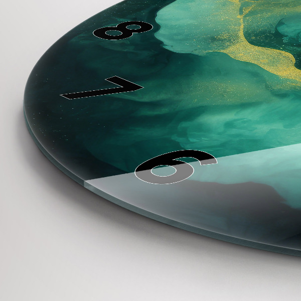 Reloj de cristal redondo Mármol verde