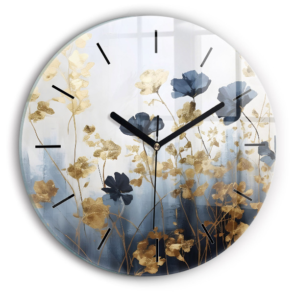 Reloj de cristal redondo Flores abstractas