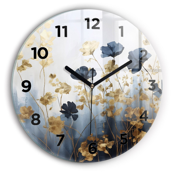 Reloj de cristal redondo Flores abstractas