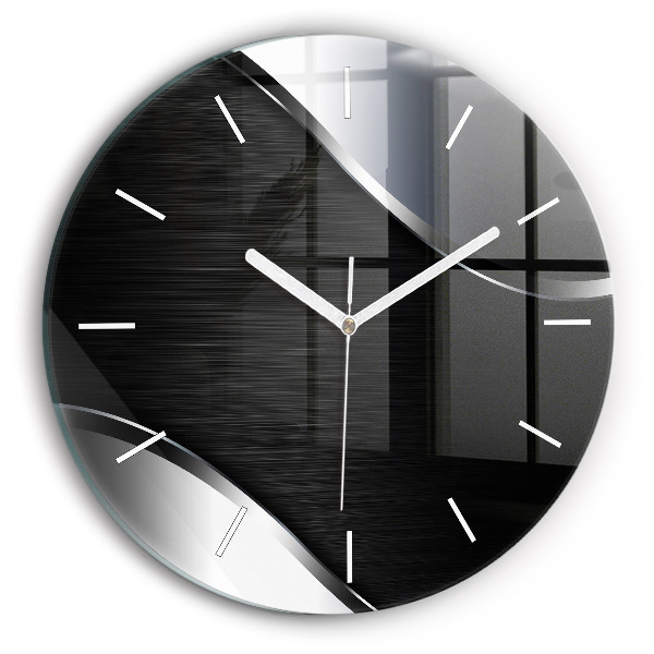 Reloj de cristal redondo Líneas negras y plateadas