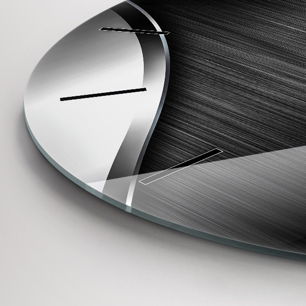 Reloj de cristal redondo Líneas negras y plateadas