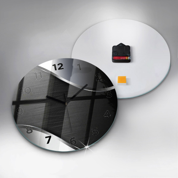Reloj de cristal redondo Líneas negras y plateadas