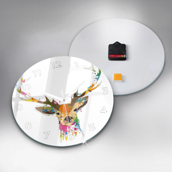 Reloj redondo pared Cabeza de ciervo de colores