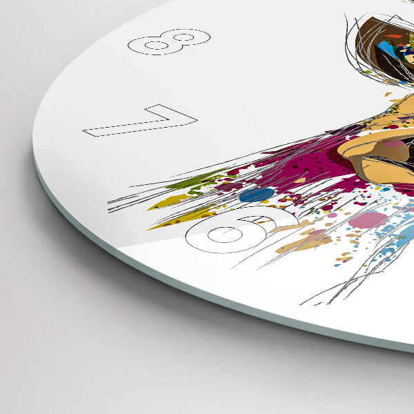 Reloj redondo pared Cabeza de ciervo de colores