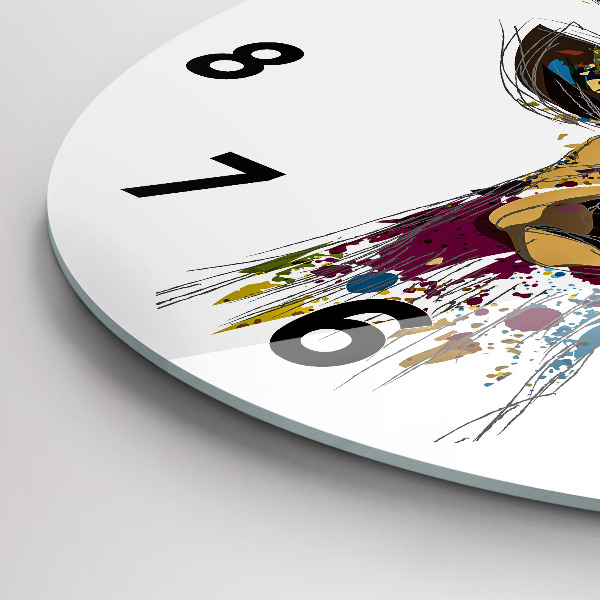 Reloj redondo pared Cabeza de ciervo de colores