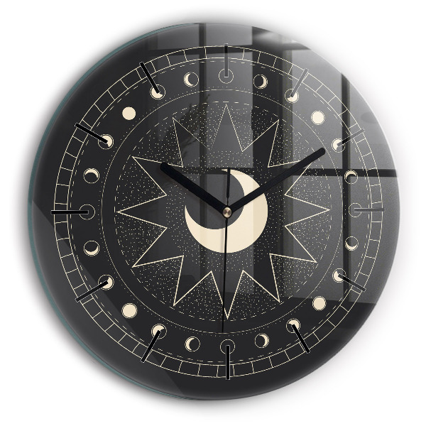 Reloj de cristal redondo Fases de la luna