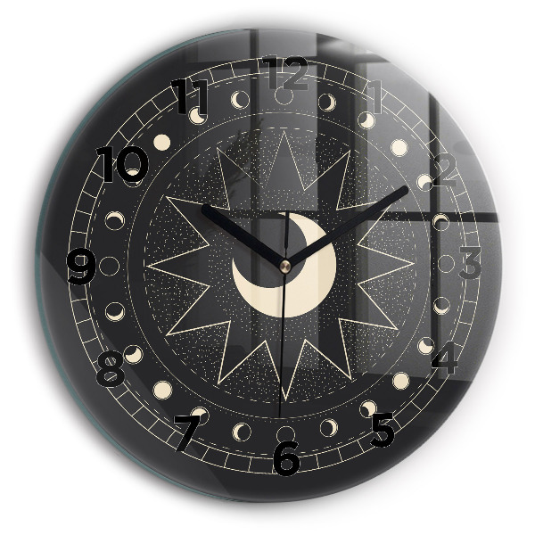 Reloj de cristal redondo Fases de la luna