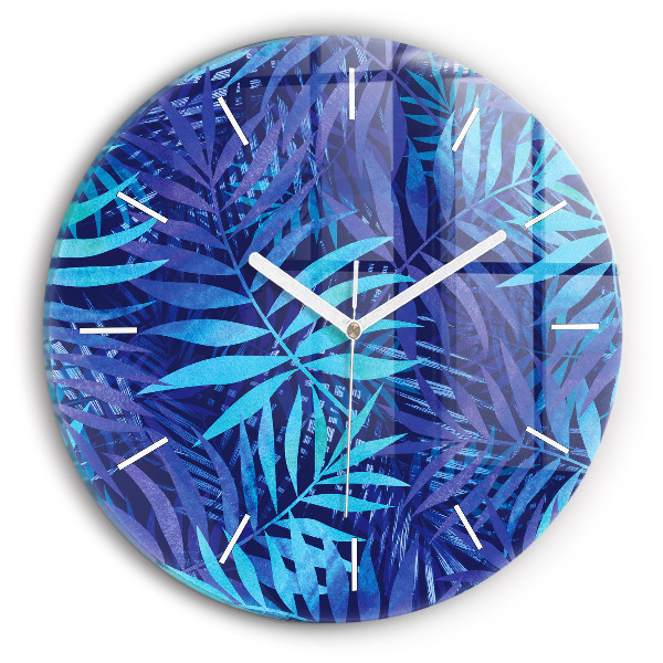 Reloj de pared redondo Hojas azules