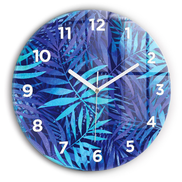 Reloj de pared redondo Hojas azules