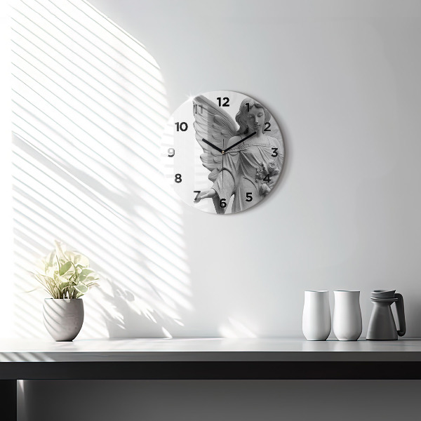 Reloj redondo pared Escultura de un ángel con alas