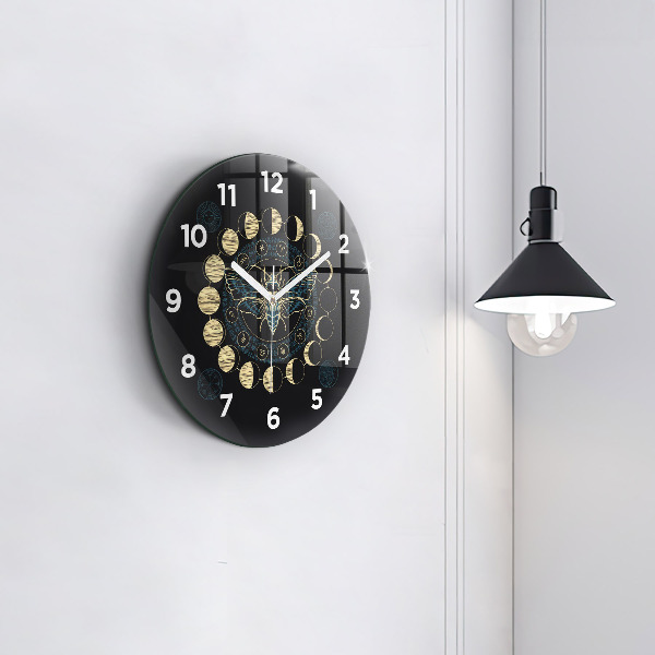 Reloj de pared redondo Fases de la luna e insecto