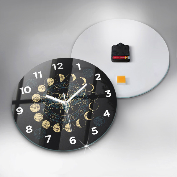 Reloj de pared redondo Fases de la luna e insecto