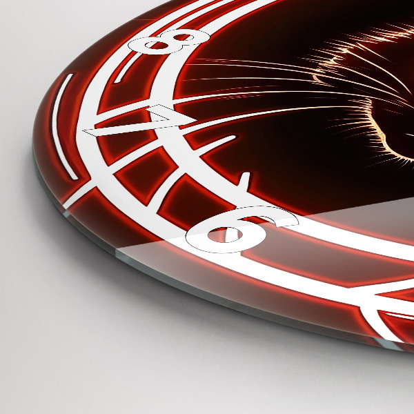Reloj de cristal redondo Gato con ojos rojos