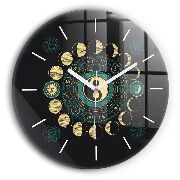 Reloj de cristal redondo Fases de la luna